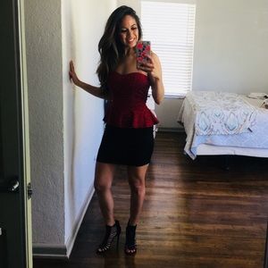 Red animal print peplum dress